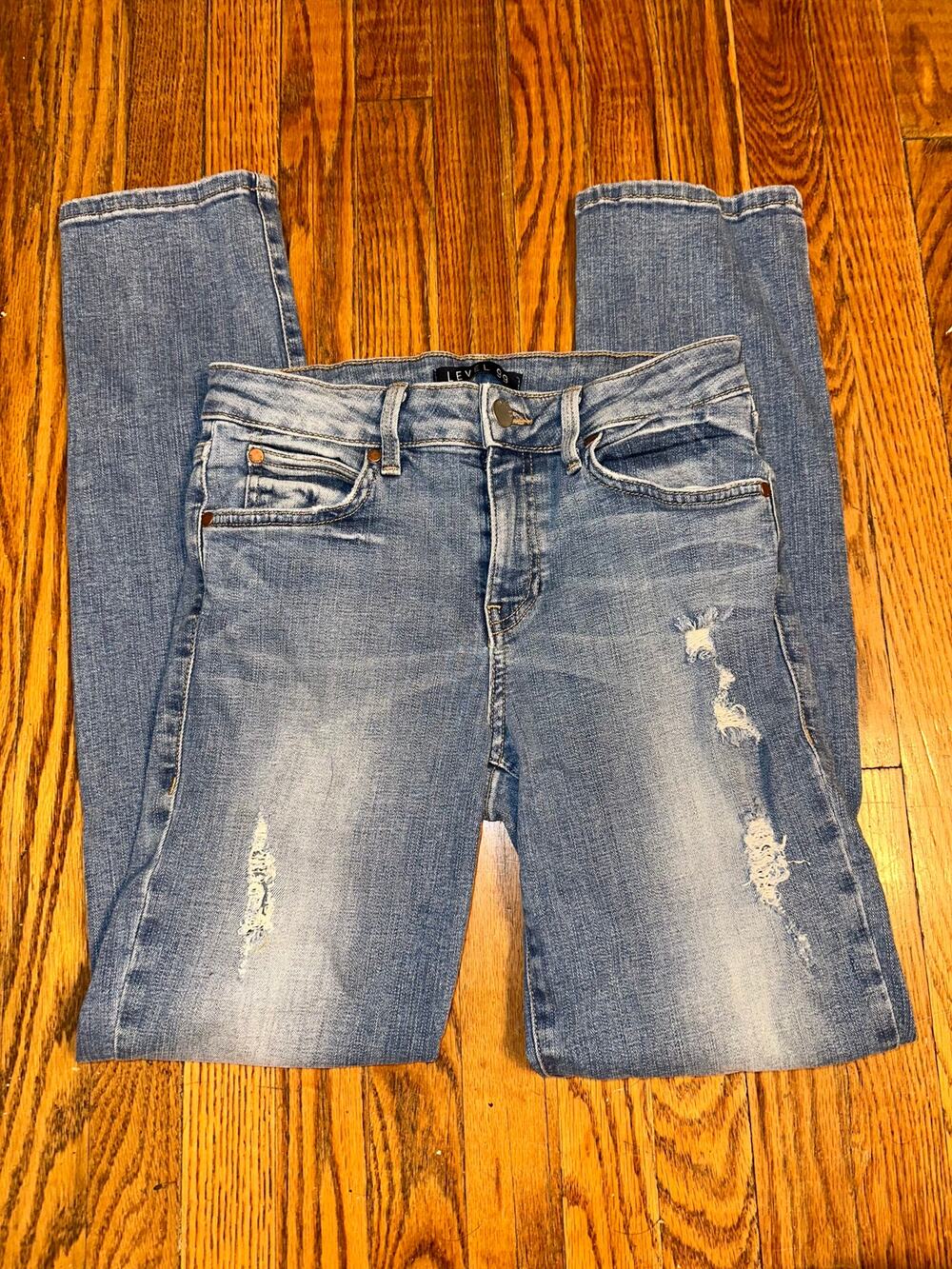 LEVEL 99 MEDIUM DENIM STRAIGHT LEG JEANS 26